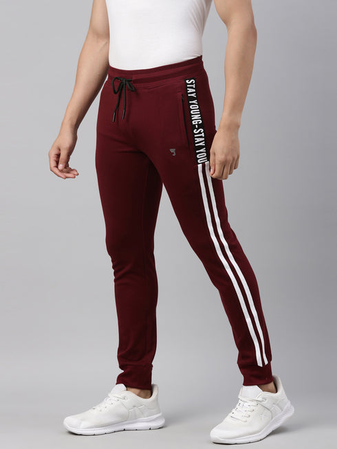 Burgundy Solid Track Pant